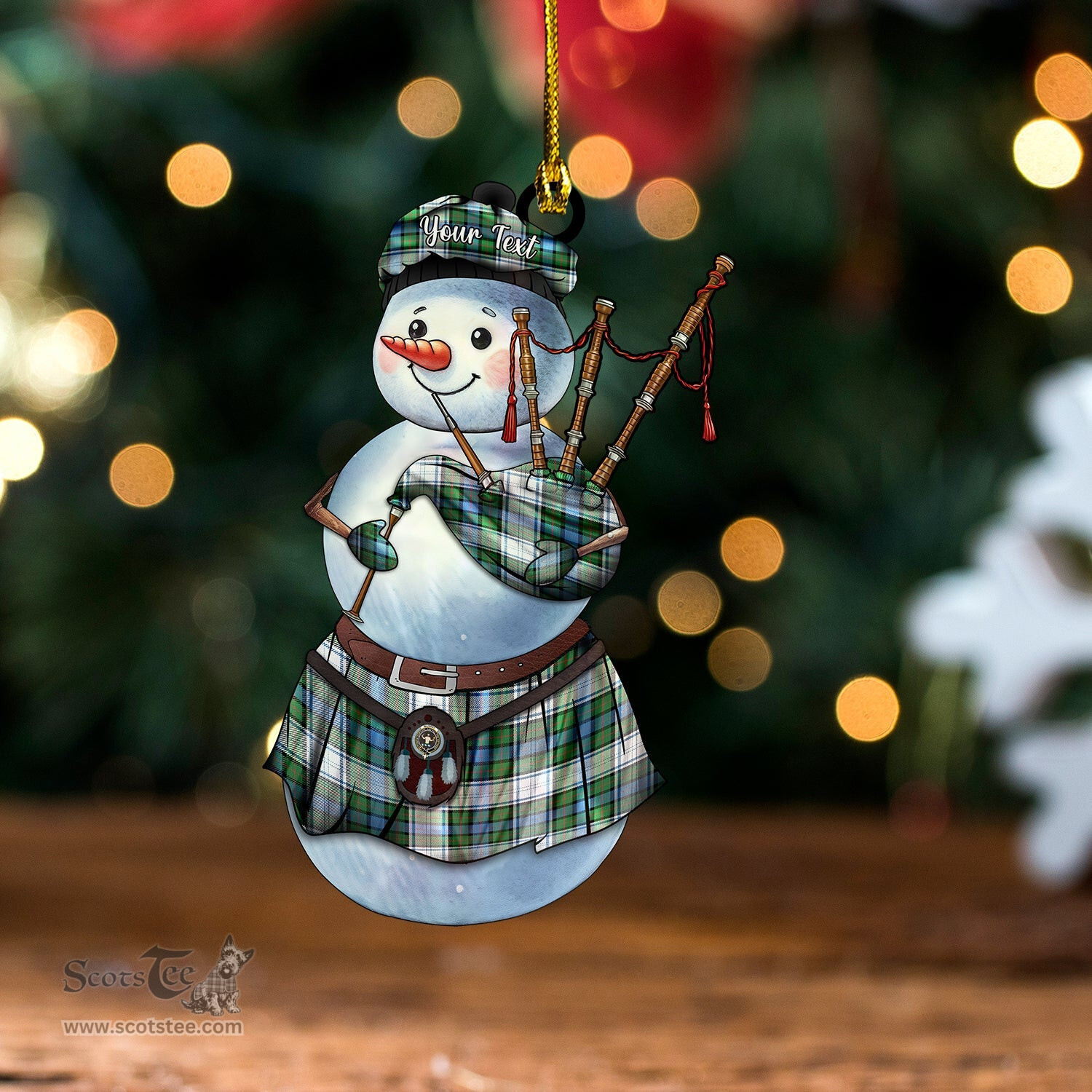 ScotsTee Shop Scottish Murray of Atholl Dress (Murray Dress) Ancient Clan Crest Tartan Ornament Snowman Bagpipe Personalized