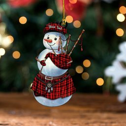 ScotsTee Shop Scottish Murray of Ochtertyre Modern Clan Crest Tartan Ornament Snowman Bagpipe Personalized