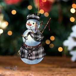 ScotsTee Shop Scottish Moffat Modern Clan Crest Tartan Ornament Snowman Bagpipe Personalized