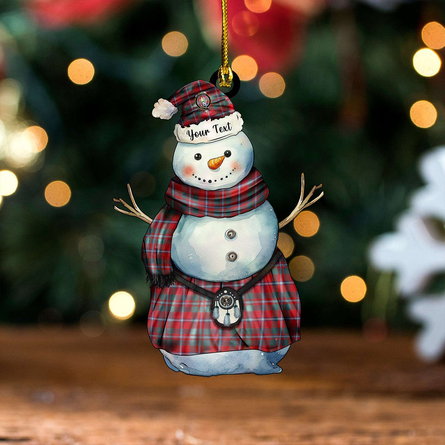 ScotsTee Shop Scottish Murray of Abercairney Portrait (Murray of Abercairney; Portrait) Weathered Clan Crest Tartan Ornament Snowman Warrior Personalized