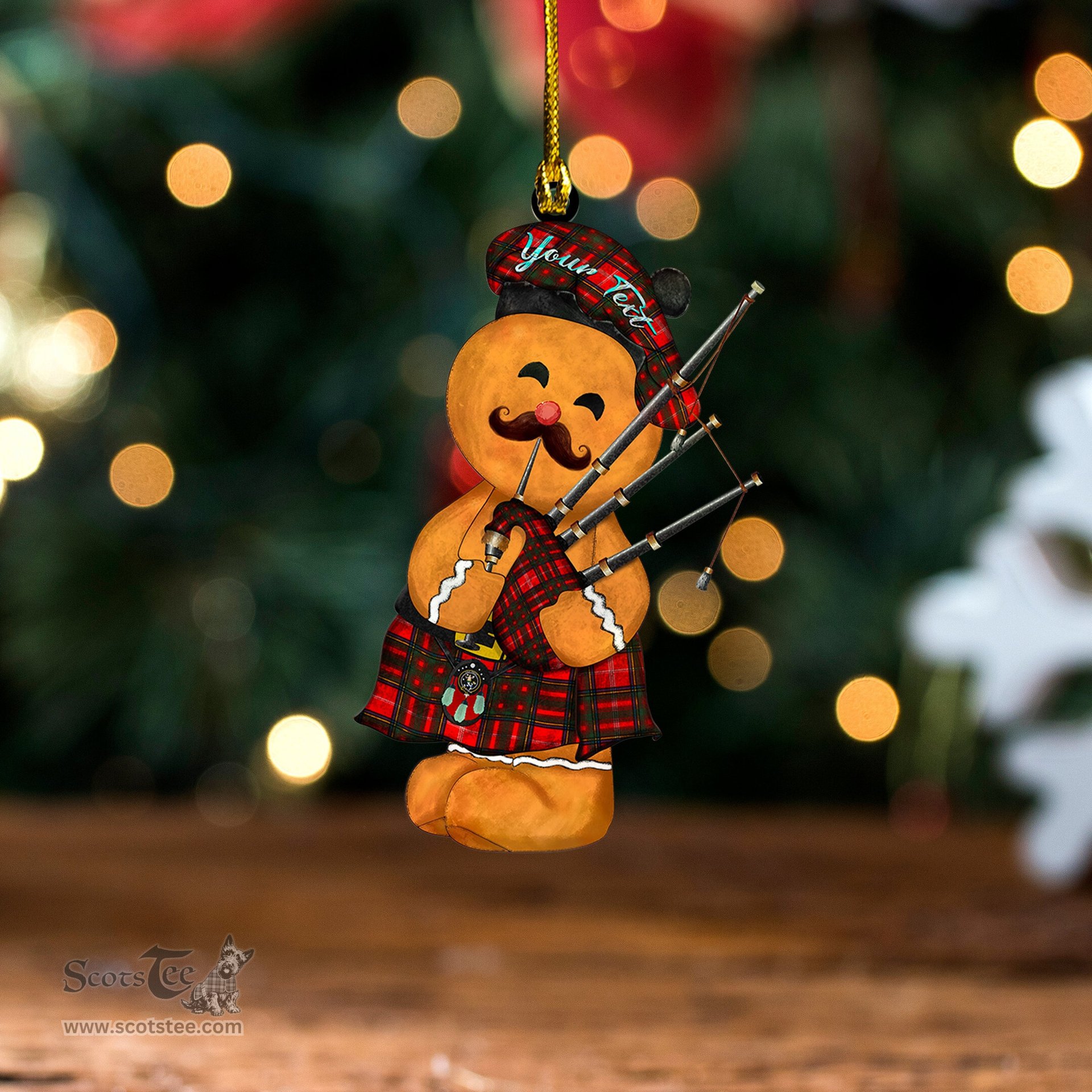 ScotsTee Shop Scottish Murray Plaid Artifact Modern Clan Crest Tartan Ornament Gingerbread Bagpipe Personalized