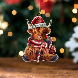 ScotsTee Shop Scottish Moubray Clan Crest Tartan Ornament Highland Cow And Thistle Personalized