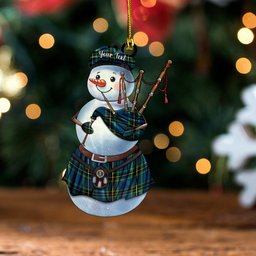 ScotsTee Shop Scottish Murray of Elibank Modern Clan Crest Tartan Ornament Snowman Bagpipe Personalized