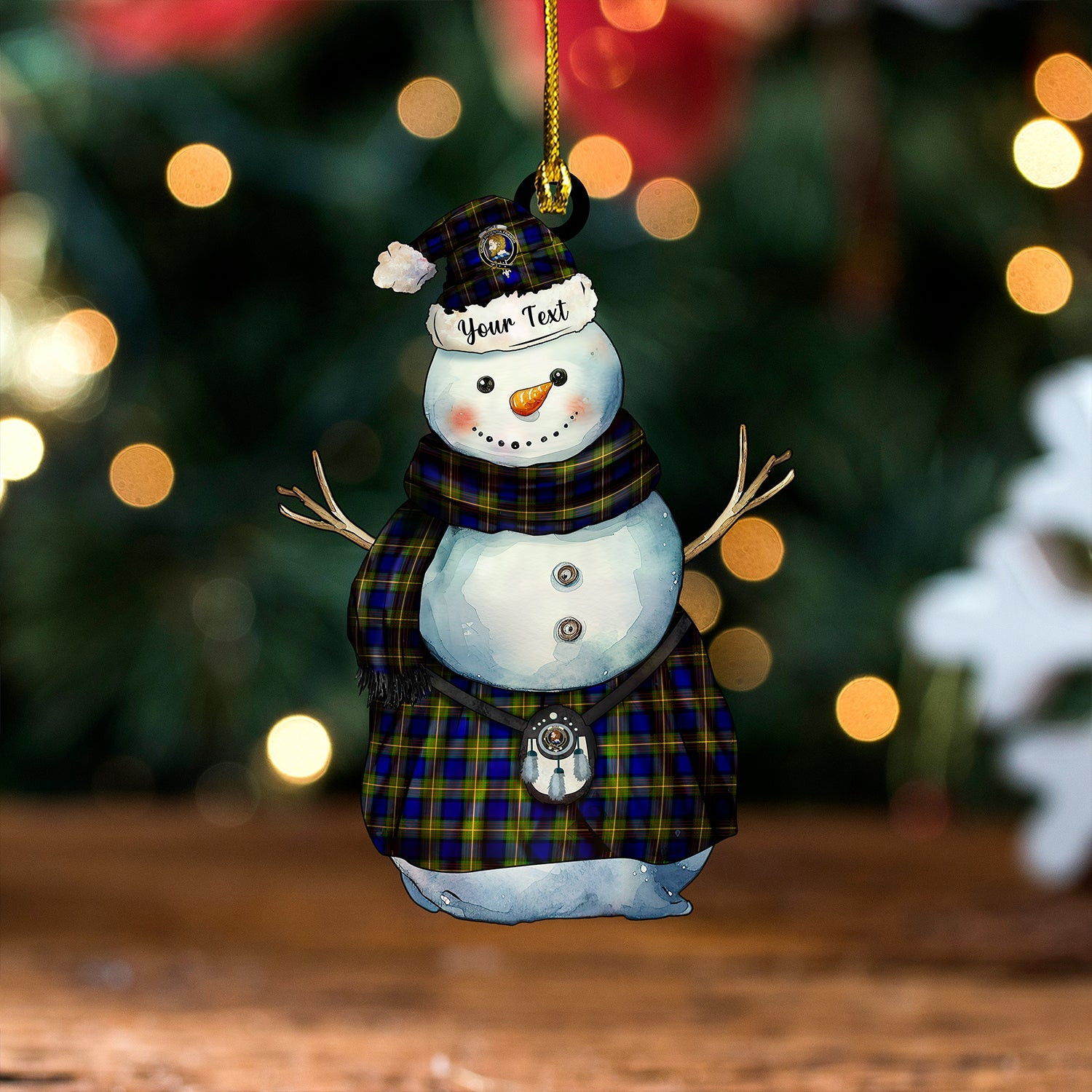 ScotsTee Shop Scottish More (Muir) Clan Crest Tartan Ornament Snowman Warrior Personalized