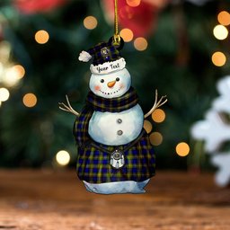 ScotsTee Shop Scottish More (Muir) Clan Crest Tartan Ornament Snowman Warrior Personalized