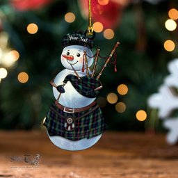 ScotsTee Shop Scottish Murray of Atholl variation (Murray of Atholl; variation) Modern Clan Crest Tartan Ornament Snowman Bagpipe Personalized