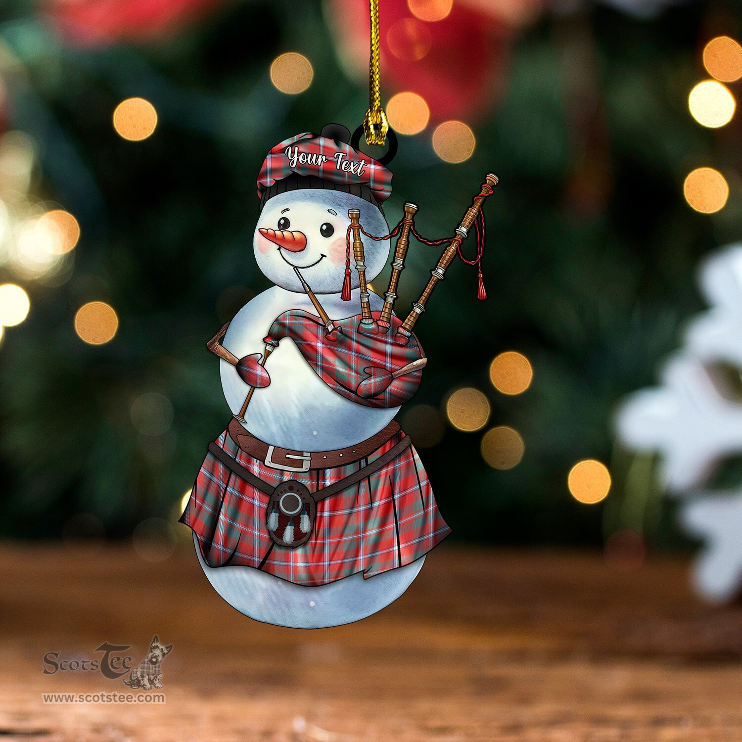 ScotsTee Shop Scottish Murray of Abercairney Portrait (Murray of Abercairney; Portrait) Weathered Clan Crest Tartan Ornament Snowman Bagpipe Personalized