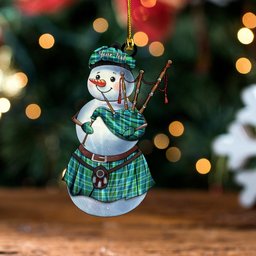 ScotsTee Shop Scottish Miller Ancient Clan Crest Tartan Ornament Snowman Bagpipe Personalized