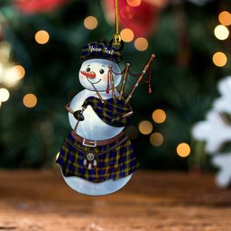 ScotsTee Shop Scottish More (Muir) Clan Crest Tartan Ornament Snowman Bagpipe Personalized