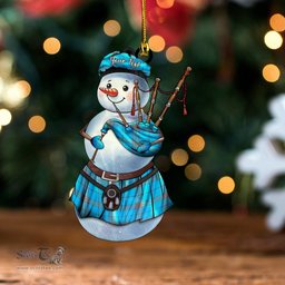 ScotsTee Shop Scottish Norris Hunting (Norreys Hunting) Modern Tartan Ornament Snowman Bagpipe Personalized