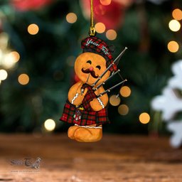 ScotsTee Shop Scottish Stuart of Bute Ancient Clan Crest Tartan Ornament Gingerbread Bagpipe Personalized