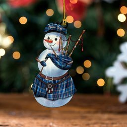 ScotsTee Shop Scottish Thorburn (Thurburn) Modern Clan Crest Tartan Ornament Snowman Bagpipe Personalized
