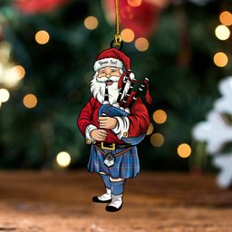ScotsTee Shop Scottish Peacock Samantha (Paucok Samantha) Ancient Tartan Ornament Santa Personalized