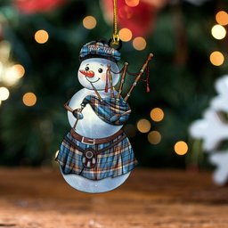 ScotsTee Shop Scottish Renton Ancient Clan Crest Tartan Ornament Snowman Bagpipe Personalized