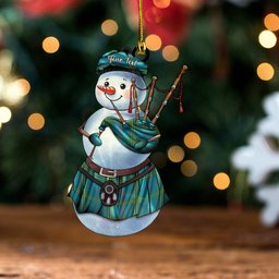 ScotsTee Shop Scottish Norris (Norreys) Ancient Tartan Ornament Snowman Bagpipe Personalized