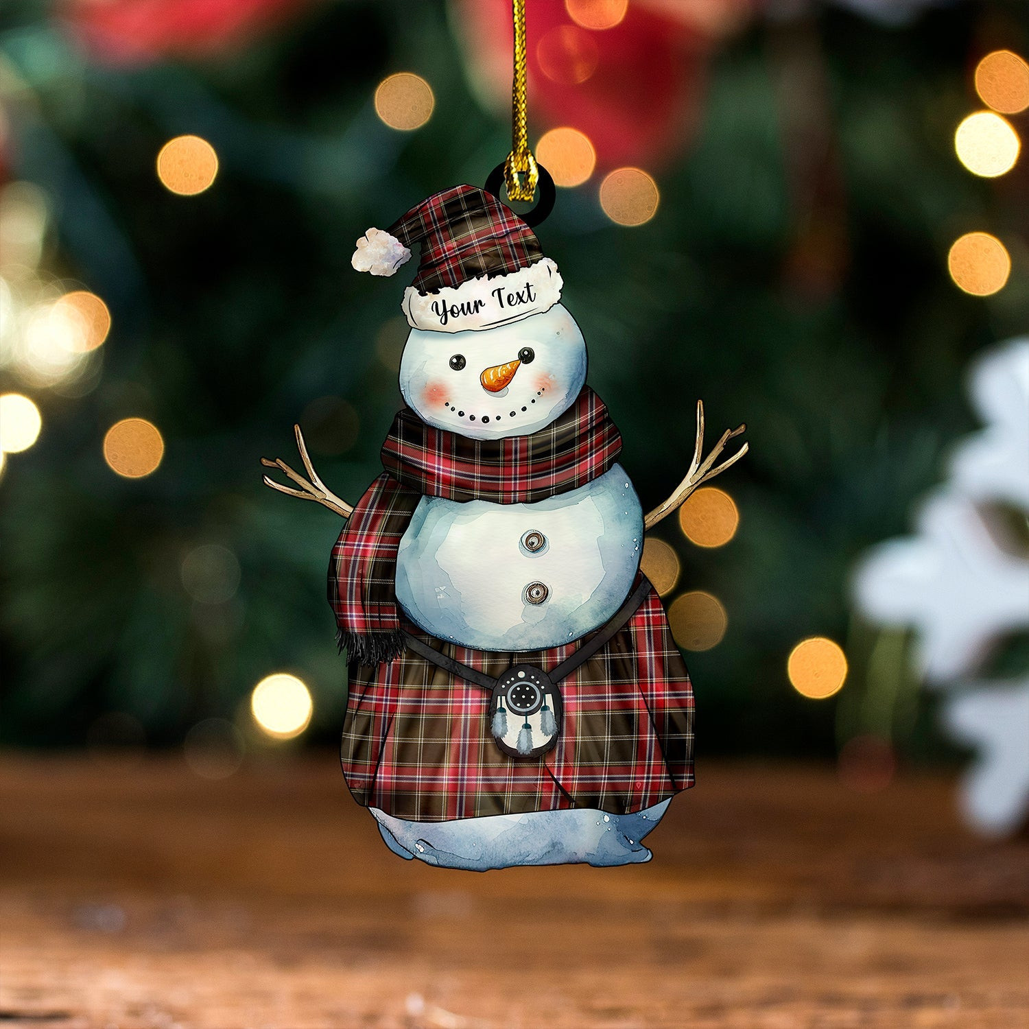 ScotsTee Shop Scottish Norwegian Night Weathered Tartan Ornament Snowman Warrior Personalized
