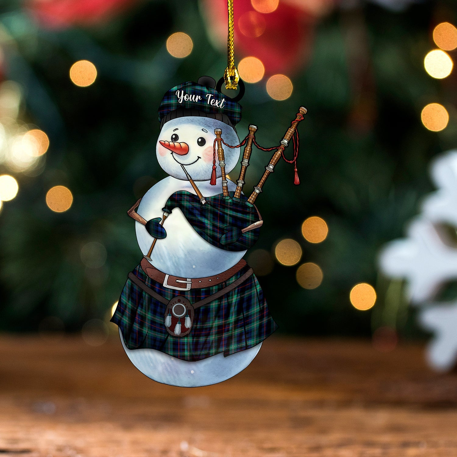 ScotsTee Shop Scottish Stevenson Hunting Modern Tartan Ornament Snowman Bagpipe Personalized