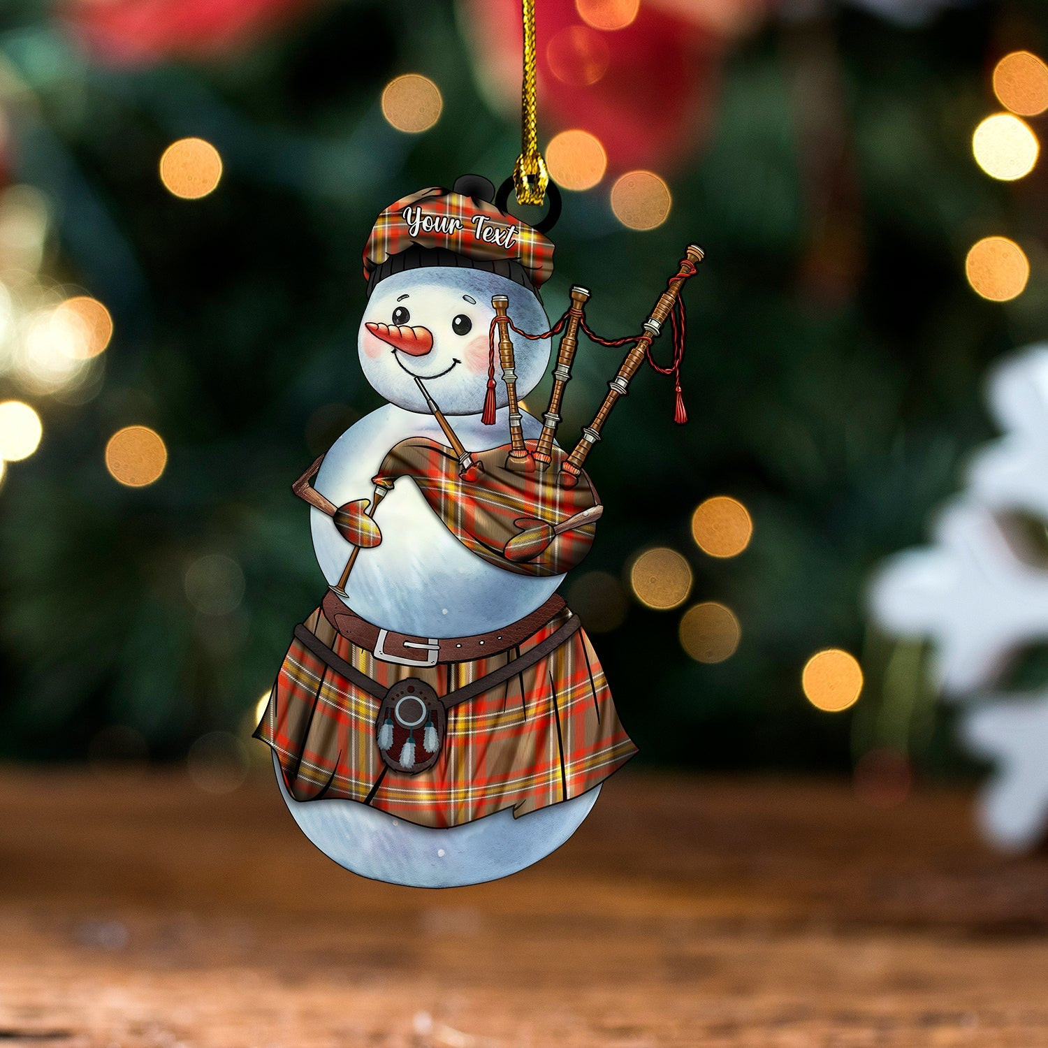ScotsTee Shop Scottish Reid 1939 Ancient Tartan Ornament Snowman Bagpipe Personalized