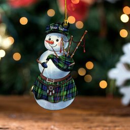 ScotsTee Shop Scottish Tait Modern Clan Crest Tartan Ornament Snowman Bagpipe Personalized