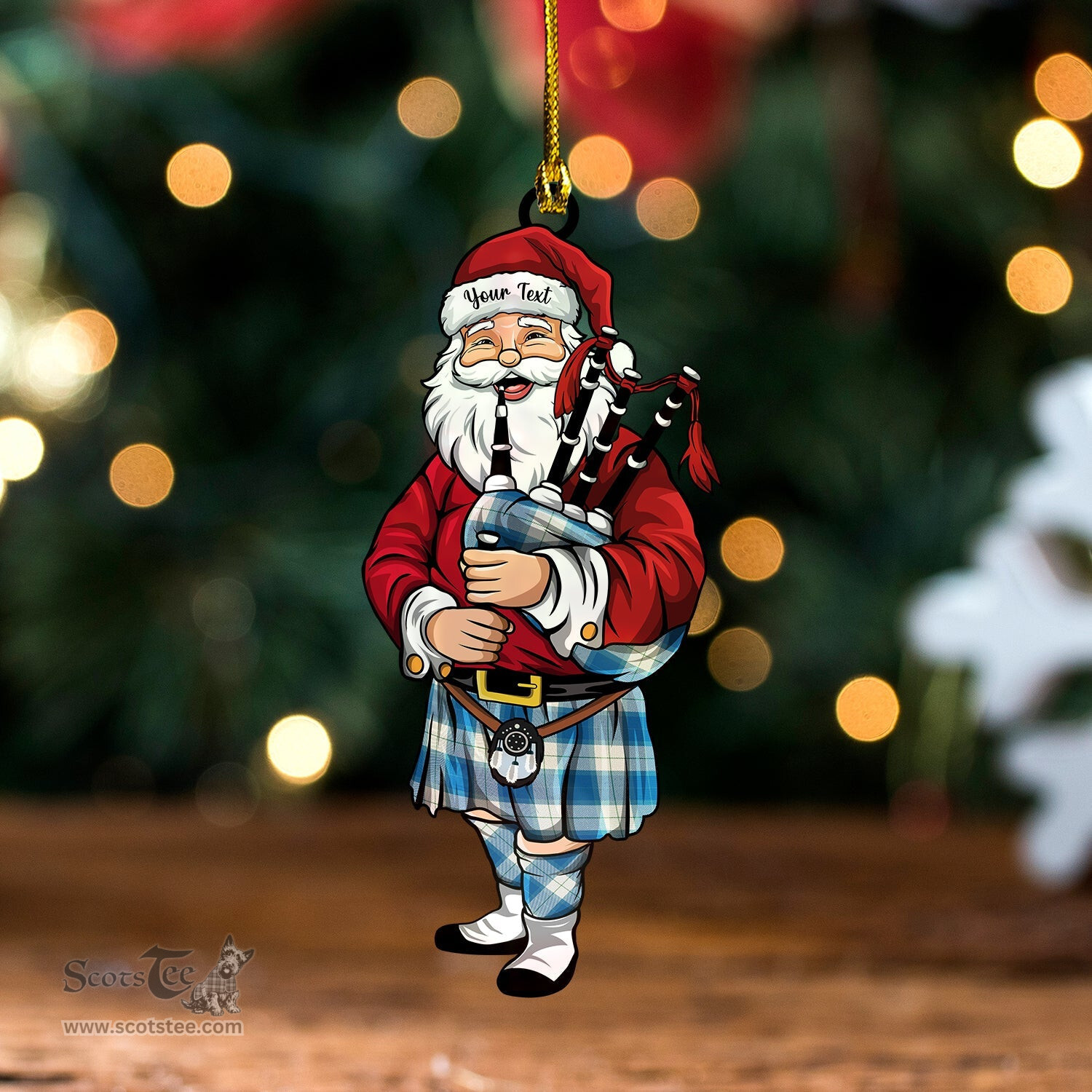 ScotsTee Shop Scottish Wallace Dress Blue (Wallas Dress Blue) Ancient Tartan Ornament Santa Personalized