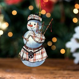 ScotsTee Shop Scottish Young Christina Ancient Tartan Ornament Snowman Bagpipe Personalized