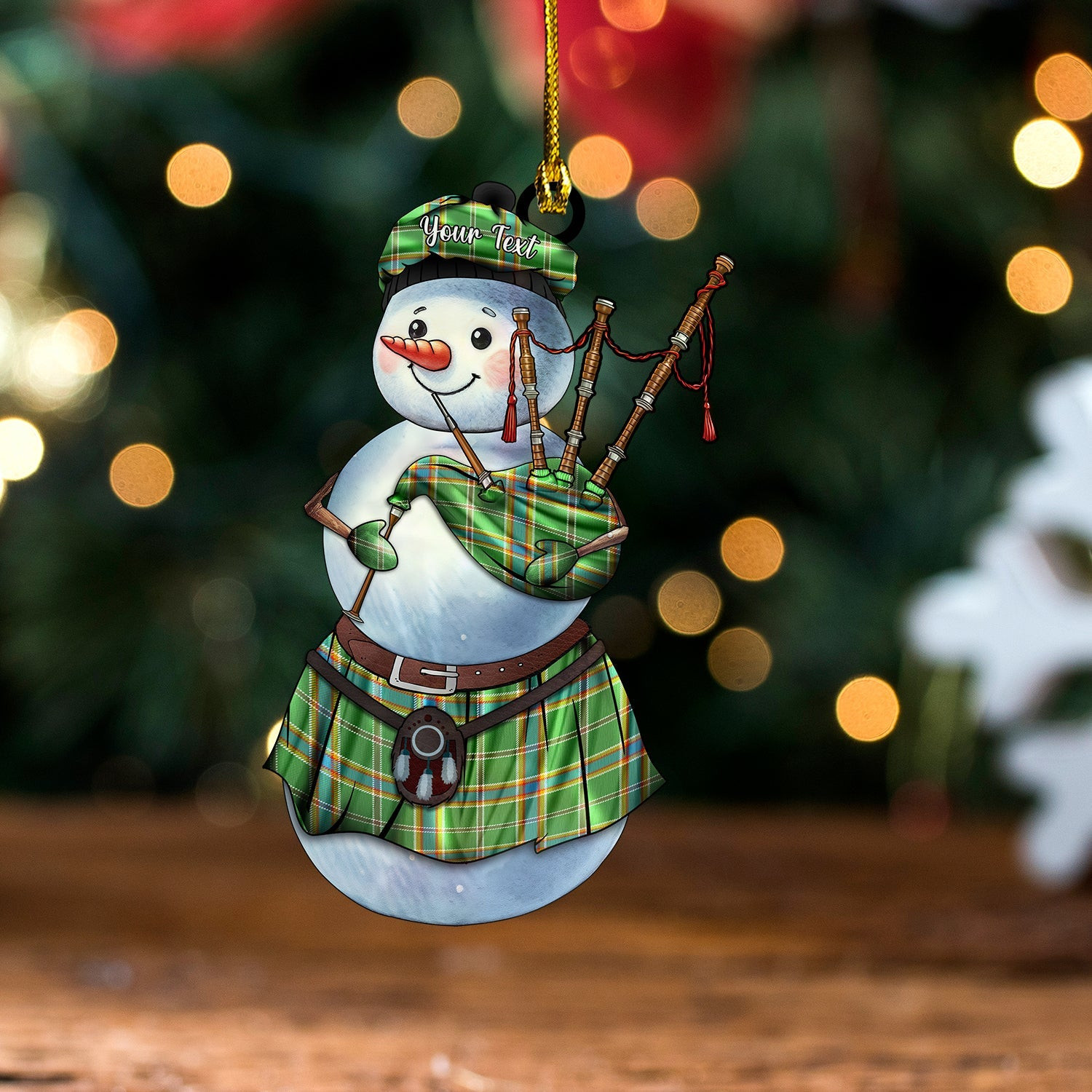 ScotsTee Shop Scottish O-Buckley Ancient Tartan Ornament Snowman Bagpipe Personalized