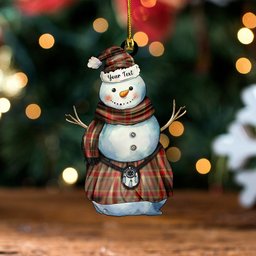 ScotsTee Shop Scottish O-Brien (Bryne) Weathered Tartan Ornament Snowman Warrior Personalized