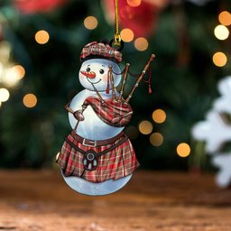 ScotsTee Shop Scottish Spens Weathered Clan Crest Tartan Ornament Snowman Bagpipe Personalized