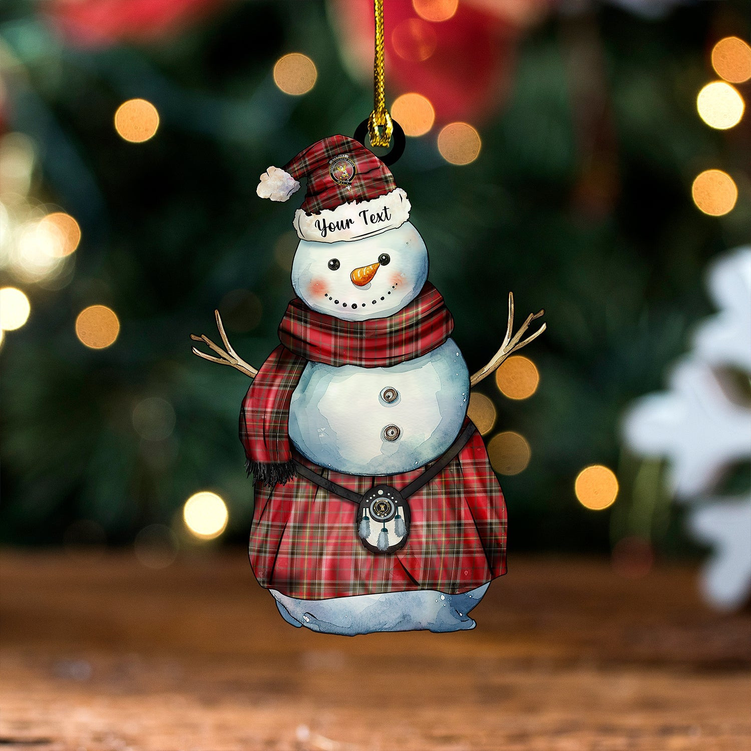 ScotsTee Shop Scottish Stewart of Galloway Weathered Clan Crest Tartan Ornament Snowman Warrior Personalized