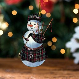 ScotsTee Shop Scottish Rankin 2 Modern Tartan Ornament Snowman Bagpipe Personalized