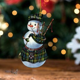 ScotsTee Shop Scottish Newlands (Walker Newlands) Ancient Tartan Ornament Snowman Bagpipe Personalized