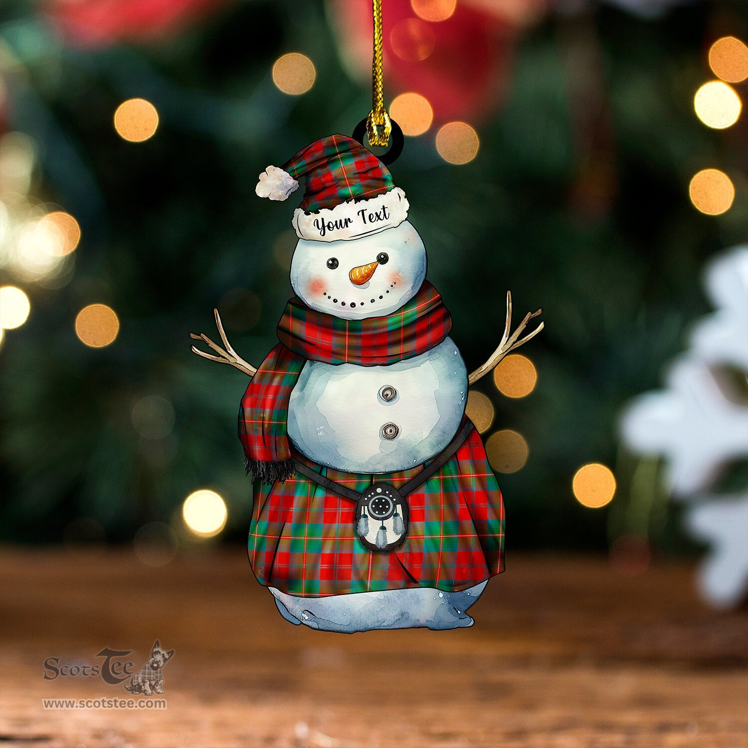 ScotsTee Shop Scottish Waddell 2 (Fife) Greg Ancient Tartan Ornament Snowman Warrior Personalized