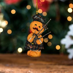 ScotsTee Shop Scottish Tait Weathered Clan Crest Tartan Ornament Gingerbread Bagpipe Personalized