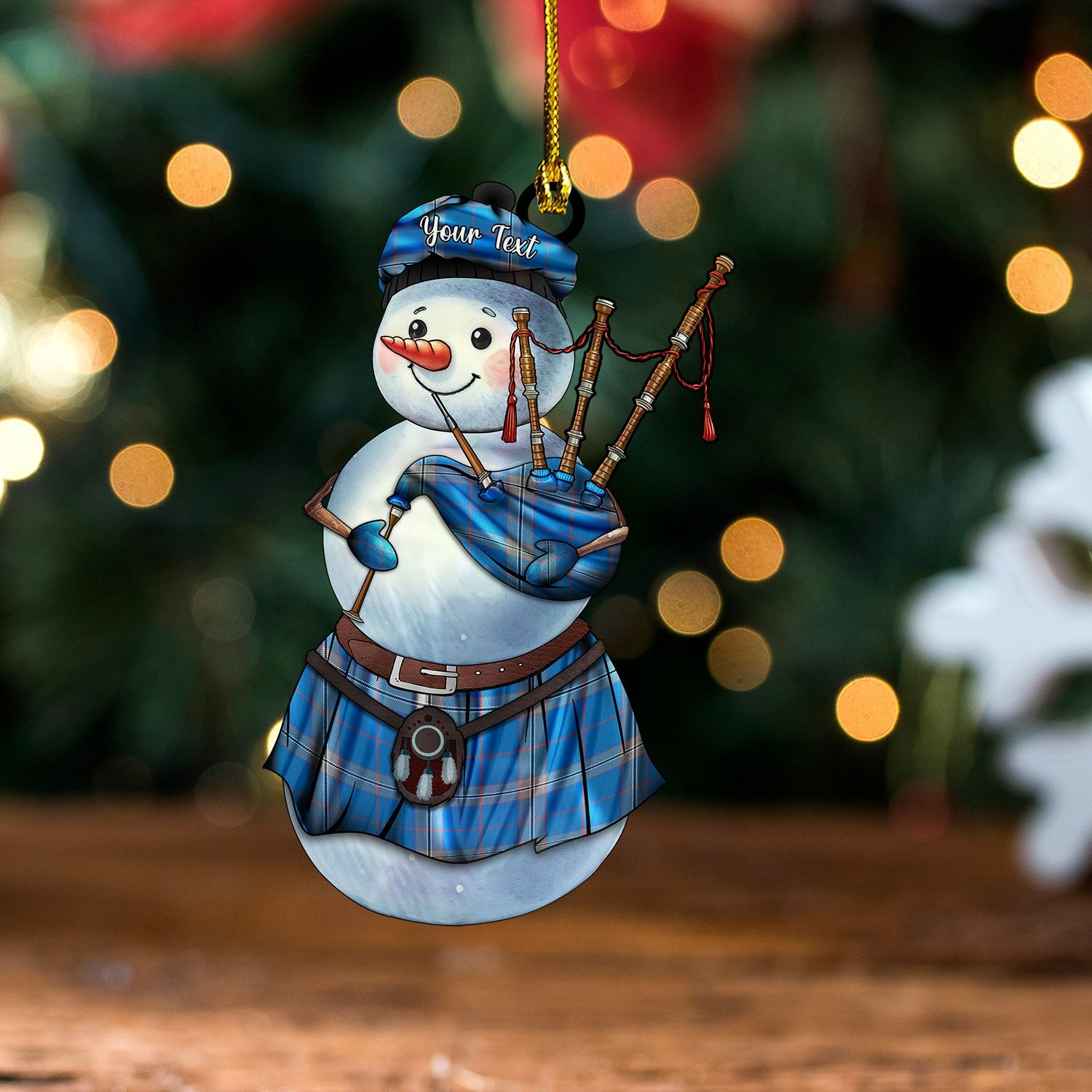 ScotsTee Shop Scottish Norris Hunting (Norreys Hunting) Ancient Tartan Ornament Snowman Bagpipe Personalized