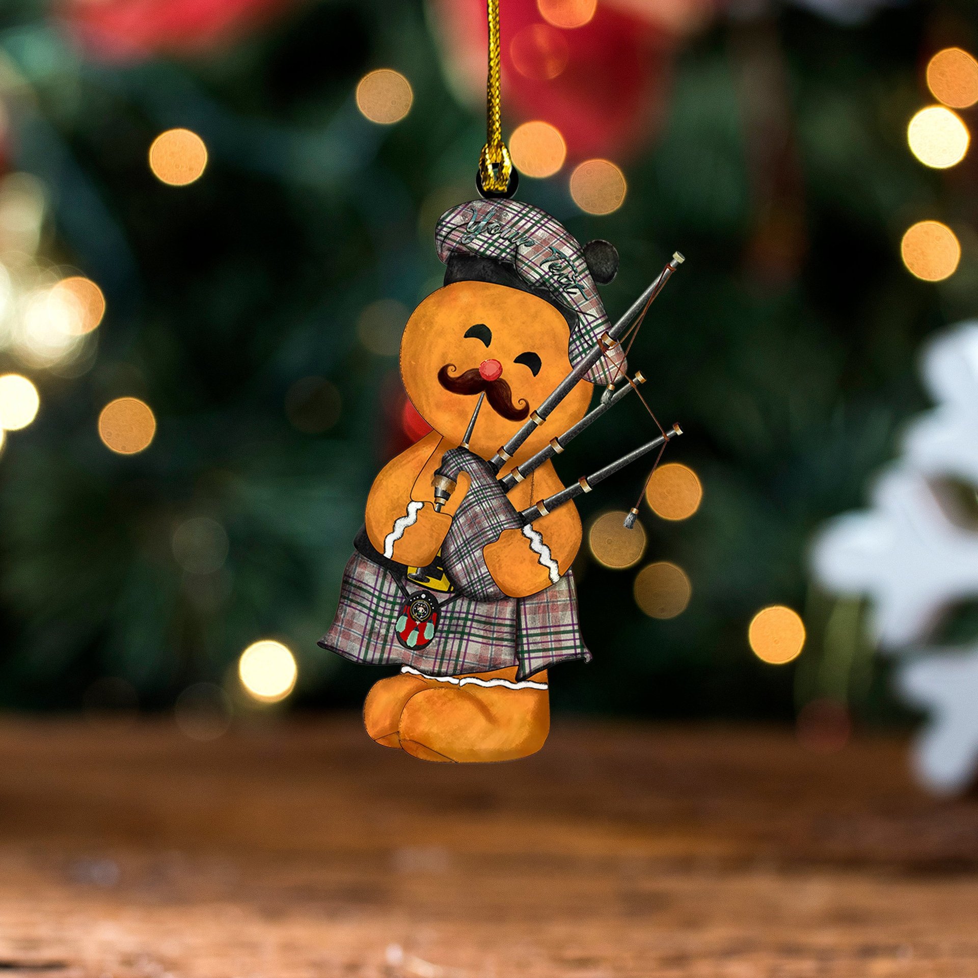 ScotsTee Shop Scottish Shaw Women's Dress Modern Clan Crest Tartan Ornament Gingerbread Bagpipe Personalized