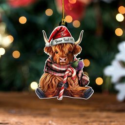 ScotsTee Shop Scottish Ritchie Weathered Clan Crest Tartan Ornament Highland Cow And Thistle Personalized