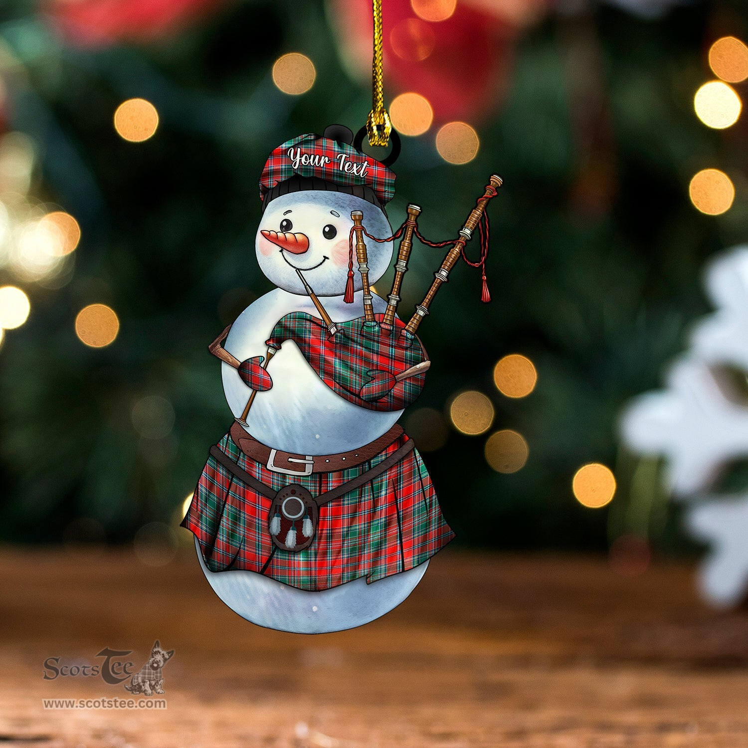 ScotsTee Shop Scottish Ross Wedding Dress Modern Tartan Ornament Snowman Bagpipe Personalized