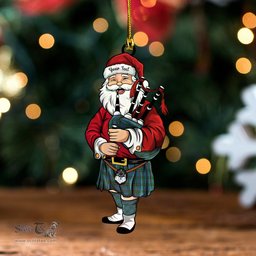 ScotsTee Shop Scottish Wood Ancient Clan Crest Tartan Ornament Santa Personalized