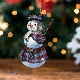 ScotsTee Shop Scottish Pentland Clan Crest Tartan Ornament Snowman Bagpipe Personalized
