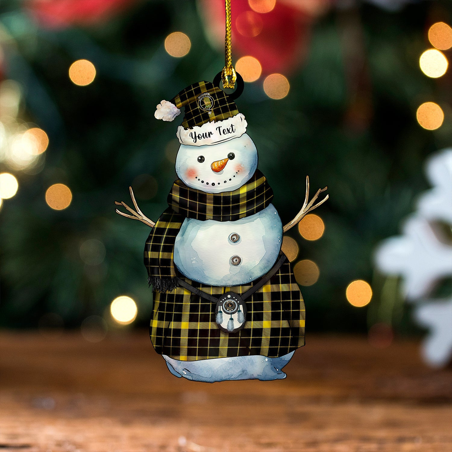 ScotsTee Shop Scottish Raeburn Modern Clan Crest Tartan Ornament Snowman Warrior Personalized