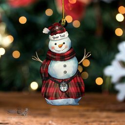 ScotsTee Shop Scottish Wemyss Weathered Clan Crest Tartan Ornament Snowman Warrior Personalized