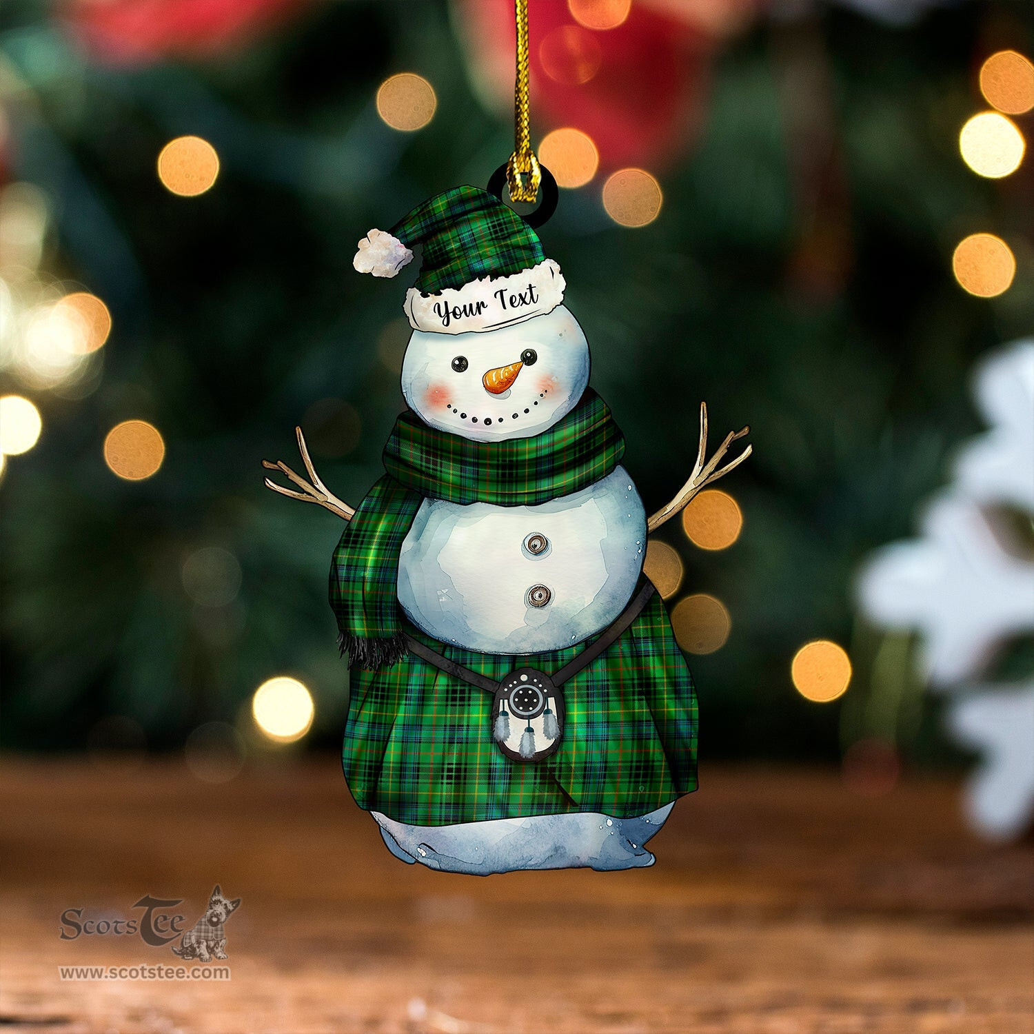 ScotsTee Shop Scottish Stewart Hunting Ancient Tartan Ornament Snowman Warrior Personalized