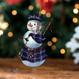 ScotsTee Shop Scottish Nevoy Clan Crest Tartan Ornament Snowman Bagpipe Personalized
