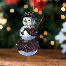 ScotsTee Shop Scottish Syme Weathered Clan Crest Tartan Ornament Snowman Bagpipe Personalized