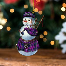ScotsTee Shop Scottish Wardlaw Modern Clan Crest Tartan Ornament Snowman Bagpipe Personalized