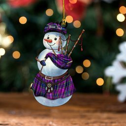 ScotsTee Shop Scottish Wardlaw Modern Clan Crest Tartan Ornament Snowman Bagpipe Personalized