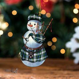 ScotsTee Shop Scottish Sutherland Dress Ancient Tartan Ornament Snowman Bagpipe Personalized