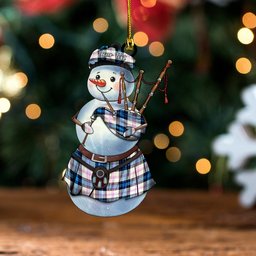 ScotsTee Shop Scottish Ross Dress Blue Modern Tartan Ornament Snowman Bagpipe Personalized