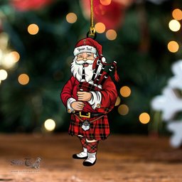 ScotsTee Shop Scottish Wallace (Wallas) Modern Clan Crest Tartan Ornament Santa Personalized