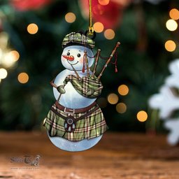 ScotsTee Shop Scottish Thomson Camel 2 (Thompson Camel 2) Weathered Tartan Ornament Snowman Bagpipe Personalized